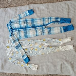 💙 Little Sleepies pajamas 12-18 months, Blue Plaid & Breakfast Foods 💙🥓🍳🥛